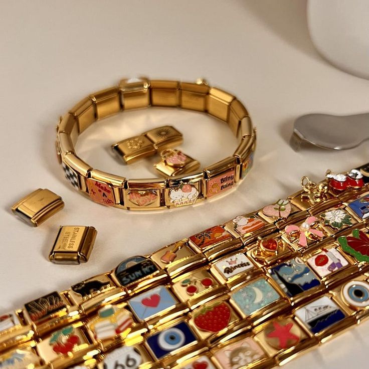 Eco-friendly Italian charm bracelet displayed on plain surface with soft natural light