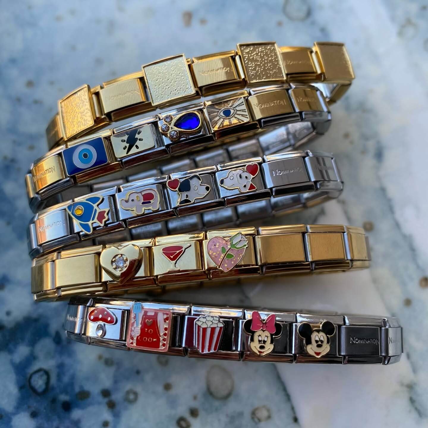 Square Charm Bracelet, Italian Charm Bracelet