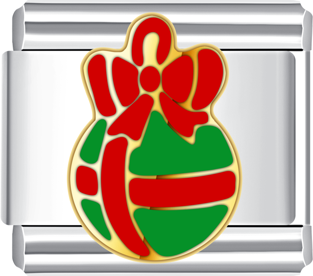 Red and green candy Italian charm, holiday modular bracelet charm.