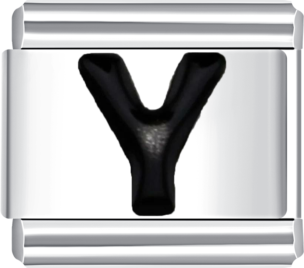 Metallic clip with a black 'Y' shape