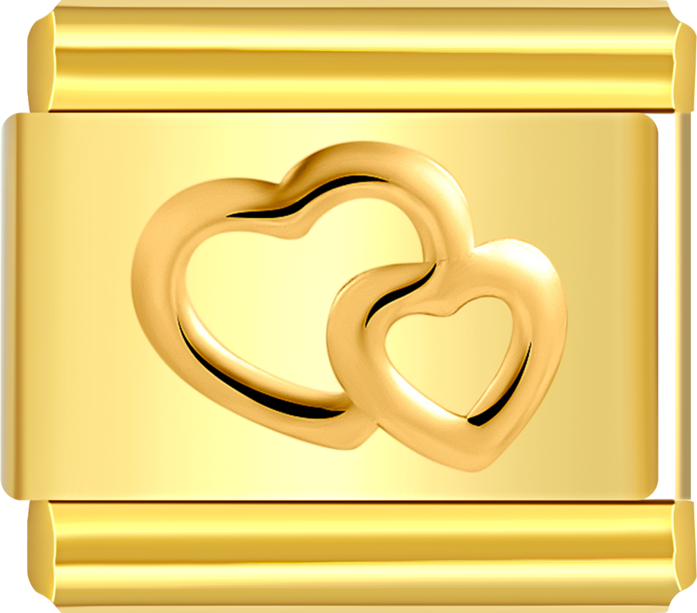 gold hollow double heart italian charm bracelet custom bracelets for women