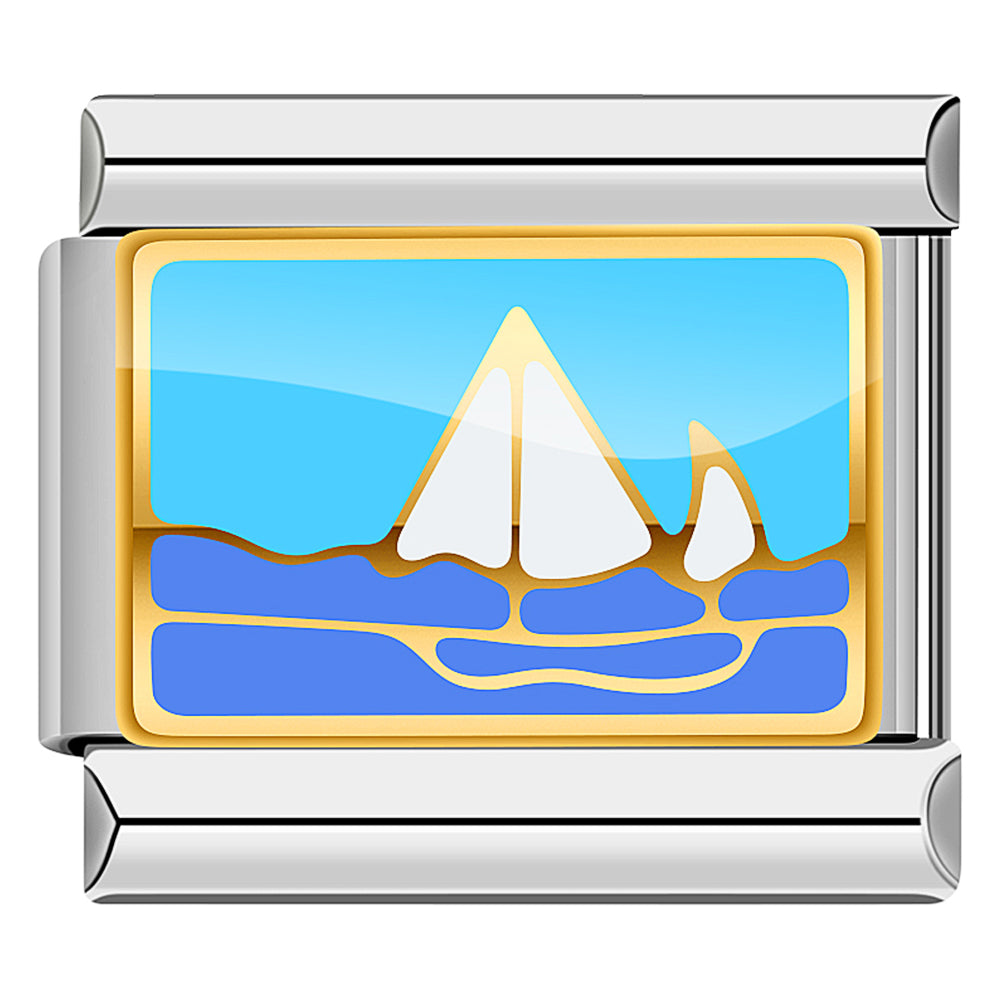 Sailing Boat In The Sea, On Gold