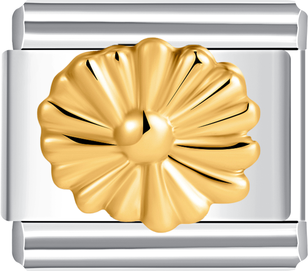 Beautiful gold daisy charm with yellow stone heart, ideal for your custom Italian charm bracelet.