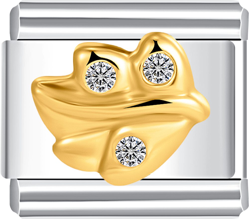 Stylish gold leaf charm with white stones, ideal for a personalized charm bracelet.