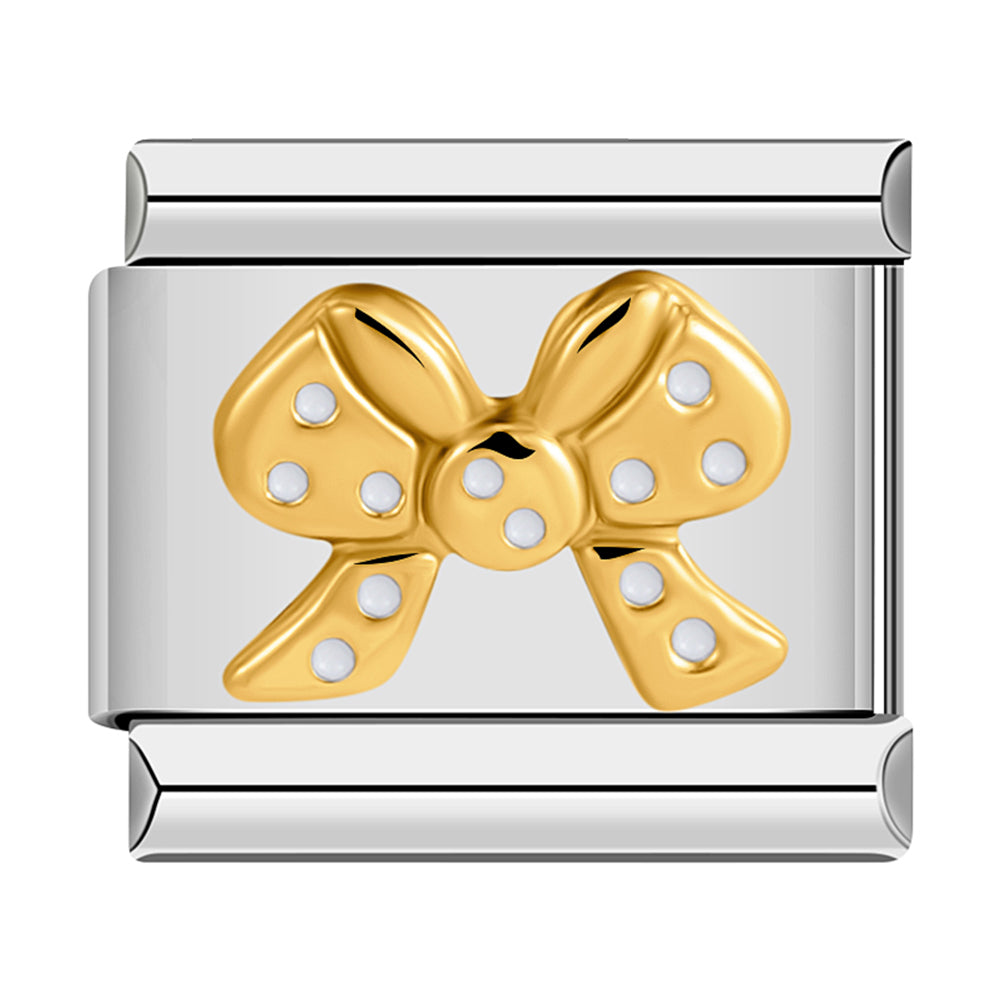 Goldene Schleife mit weißen Steinen