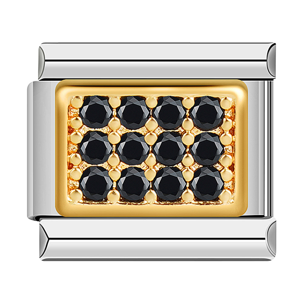 Gold Plate Pave Black Stones