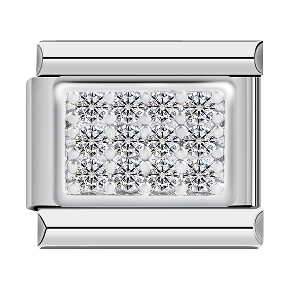 Silver Plate Pave White Stones