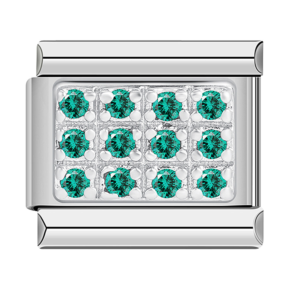 Silver Plate with Green Stones
