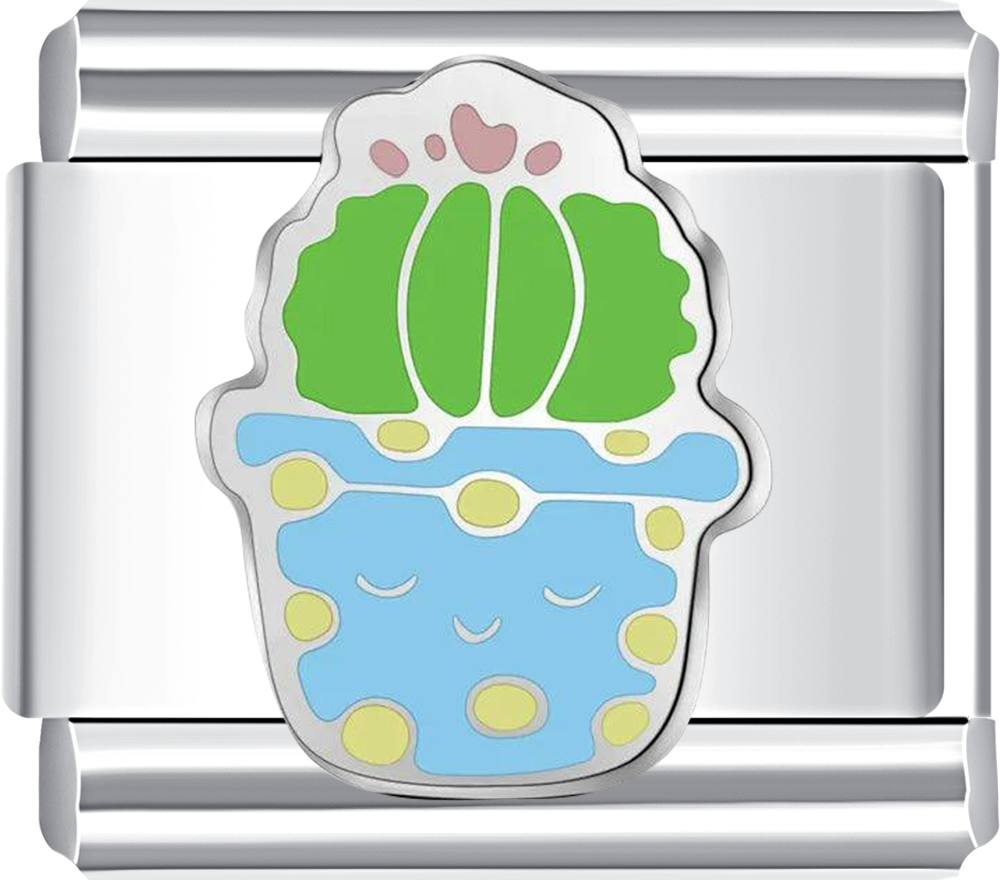 Green Cactus charm with a turquoise pot