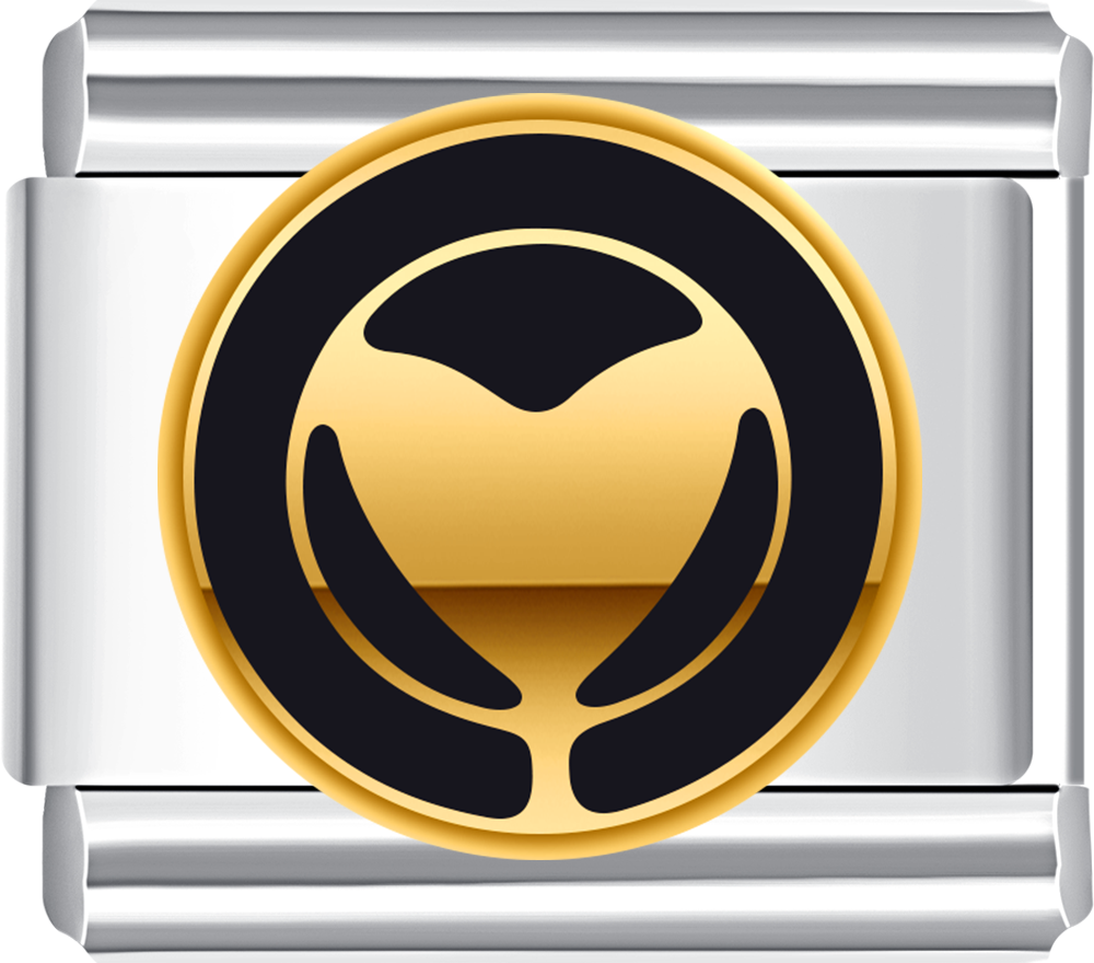 Black Piece with Heart Italian charm bracelet at CHARMSDIY! Featuring a sleek black design with a heart on durable stainless steel