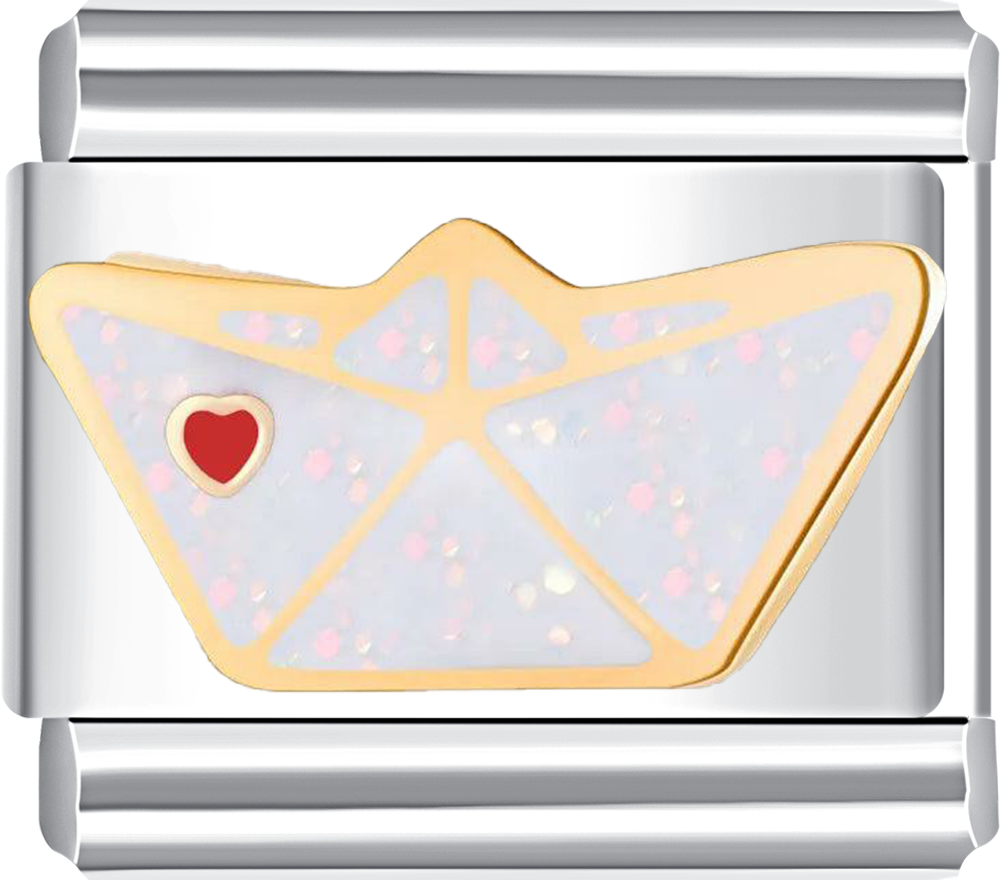 Origami Love Letter with Red Heart Italian charm bracelet at CHARMSDIY! Featuring a beautiful origami love letter design with a red heart on durable stainless steel