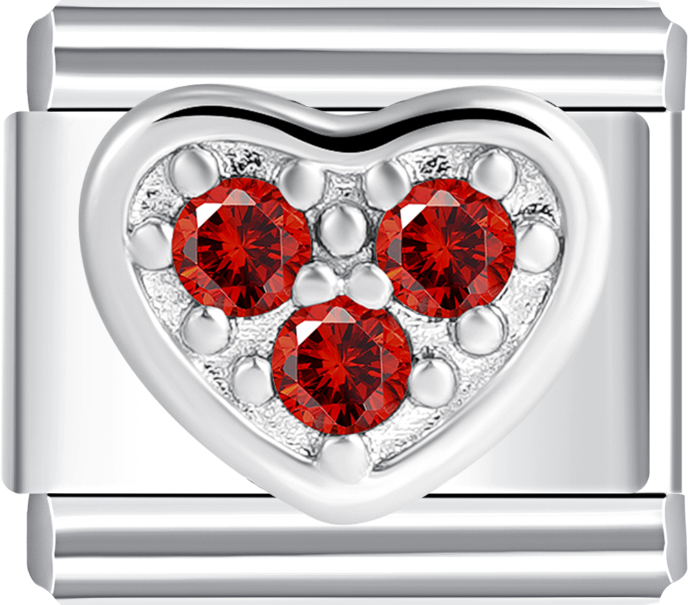 heart in silver with red stones italian charm bracelet custom bracelets for women