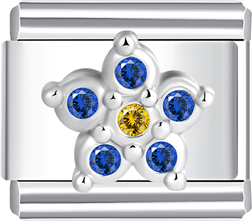 silver flower with blue stones italian charm bracelet custom bracelets for women