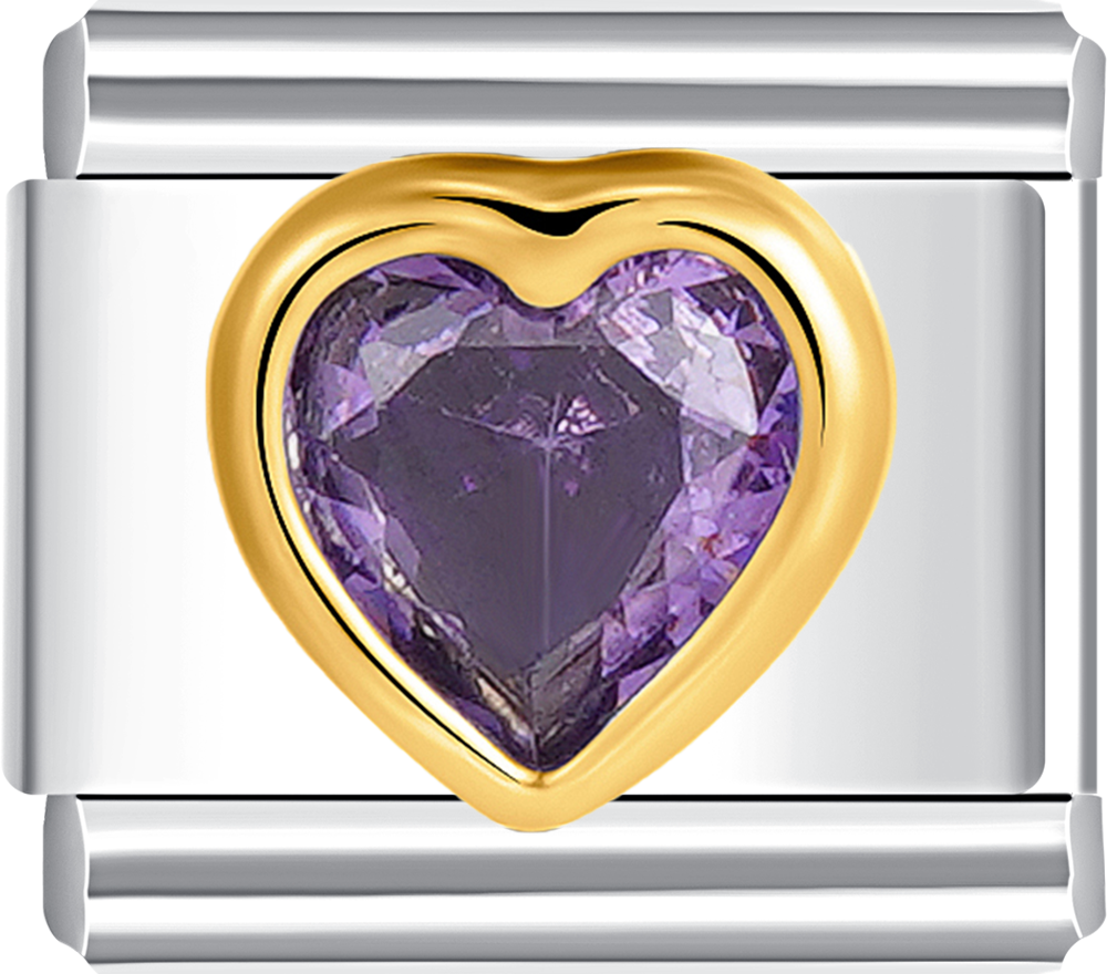 gold heart with purple stone italian charm bracelet personalized charms for charm bracelets