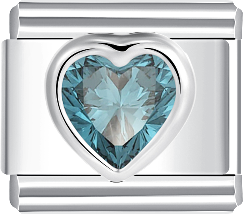 silver heart with sky blue stone italian charm bracelet personalized charms for charm bracelets