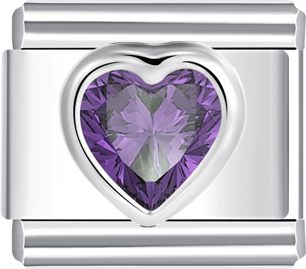 silver heart with purple stone italian charm bracelet personalized charms for charm bracelets
