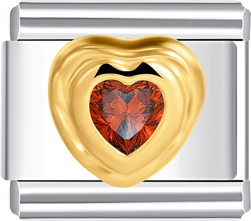 gold heart italian charm bracelet red stone personalized charms for charm bracelets