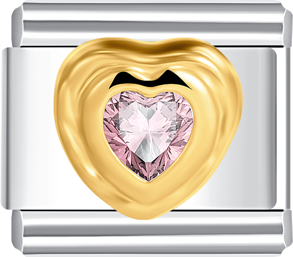 gold heart italian charm bracelet pink stonepersonalized charms for charm bracelets