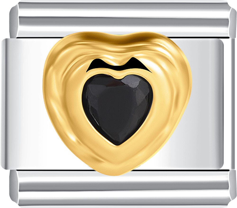 gold heart italian charm bracelet black stone personalized charms for charm bracelets
