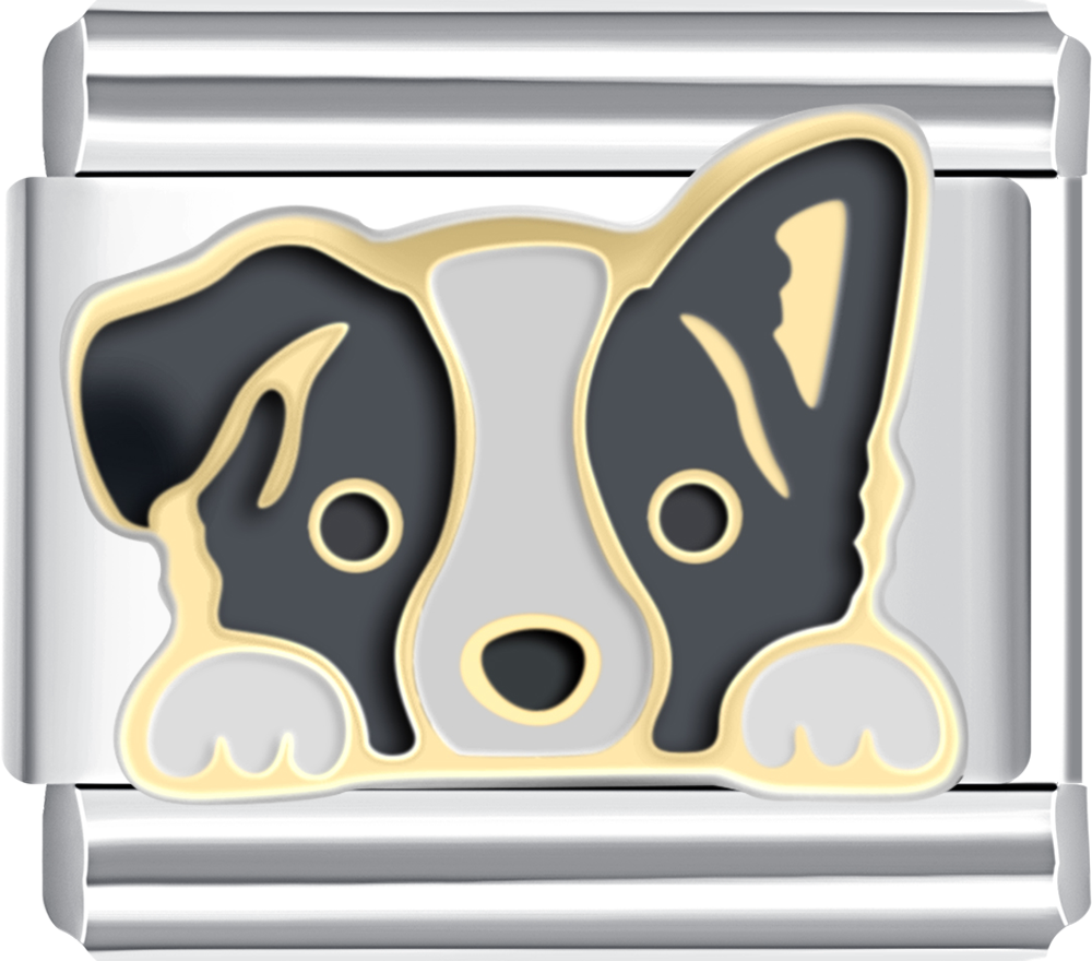 Celebrate intelligence and agility with this Border Collie charm. Its focused gaze and bold markings are ideal for those who admire working dogs with a clever spark.