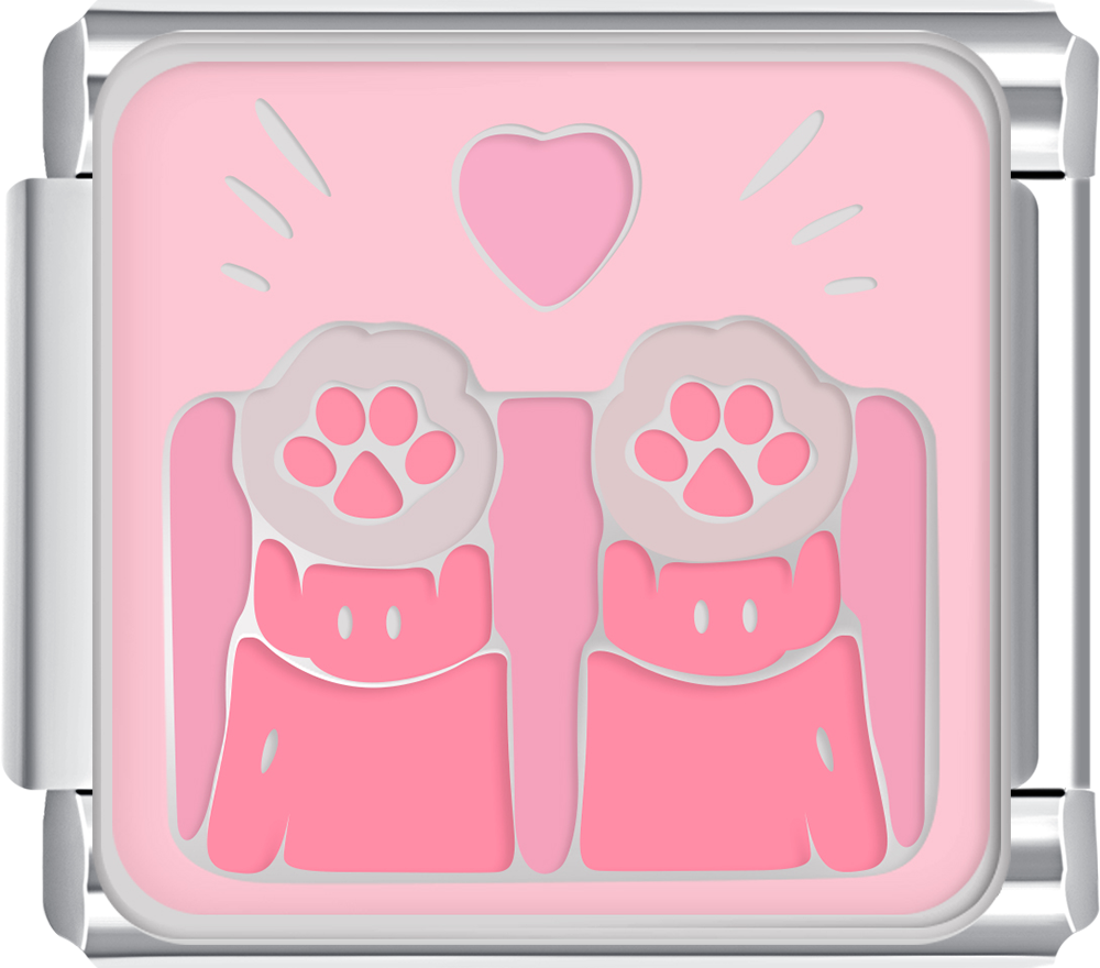 Cute paw print pink pet charm for italian charm bracelet custom bracelet accessory