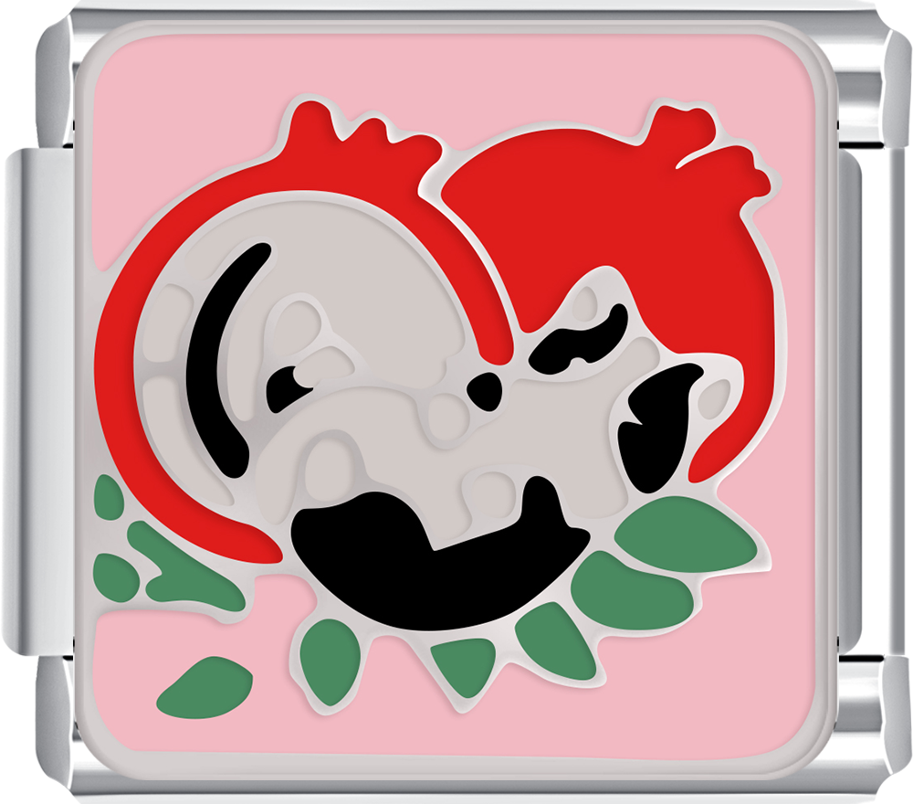 Playful red fox charm in flower field for italian charm bracelet custom charm