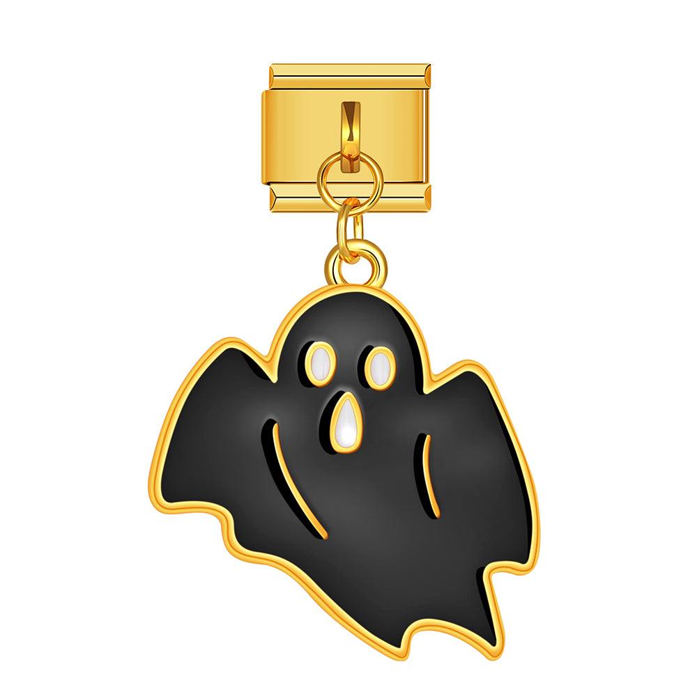 Halloween flying bat ghost dangle charm for Italian charm bracelet, modular link style