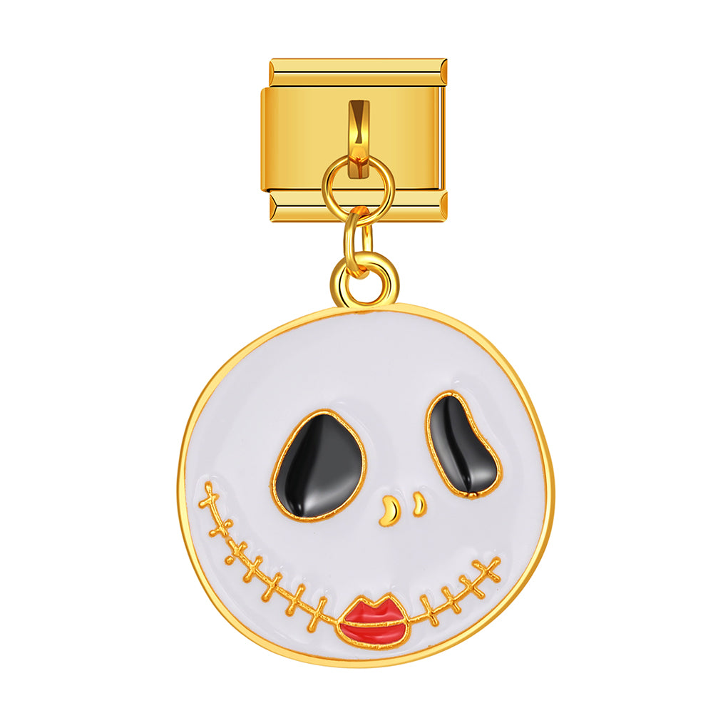 Halloween jack-o’-lantern face dangle charm for Italian charm bracelet, modular link style