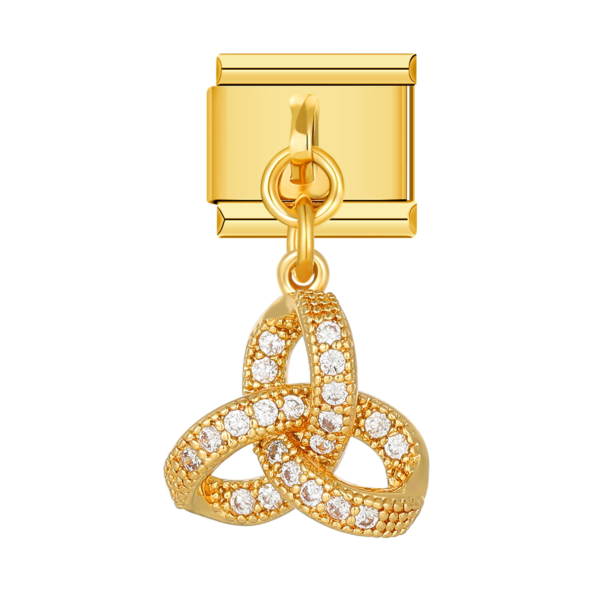 Gold Bow with stones, on Gold italian charm bracelet personalized bracelets for women