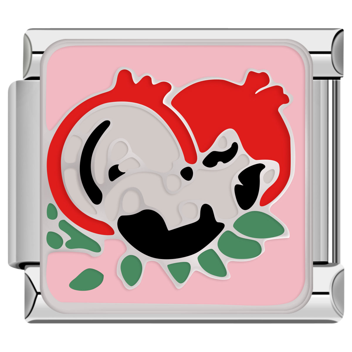 Playful red fox charm in flower field for italian charm bracelet custom charm