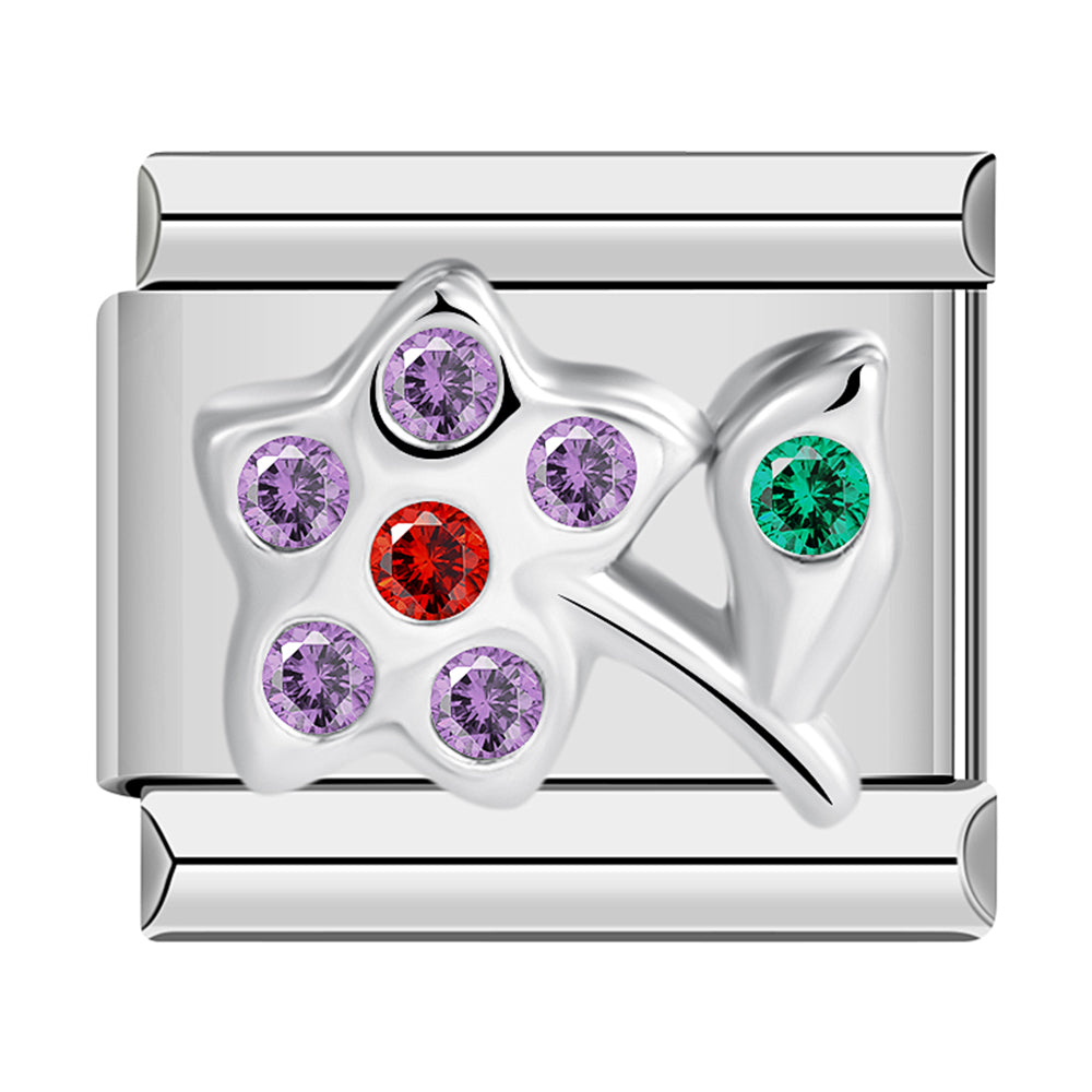 flower in silver italian charm bracelet stones personalized bracelets for women