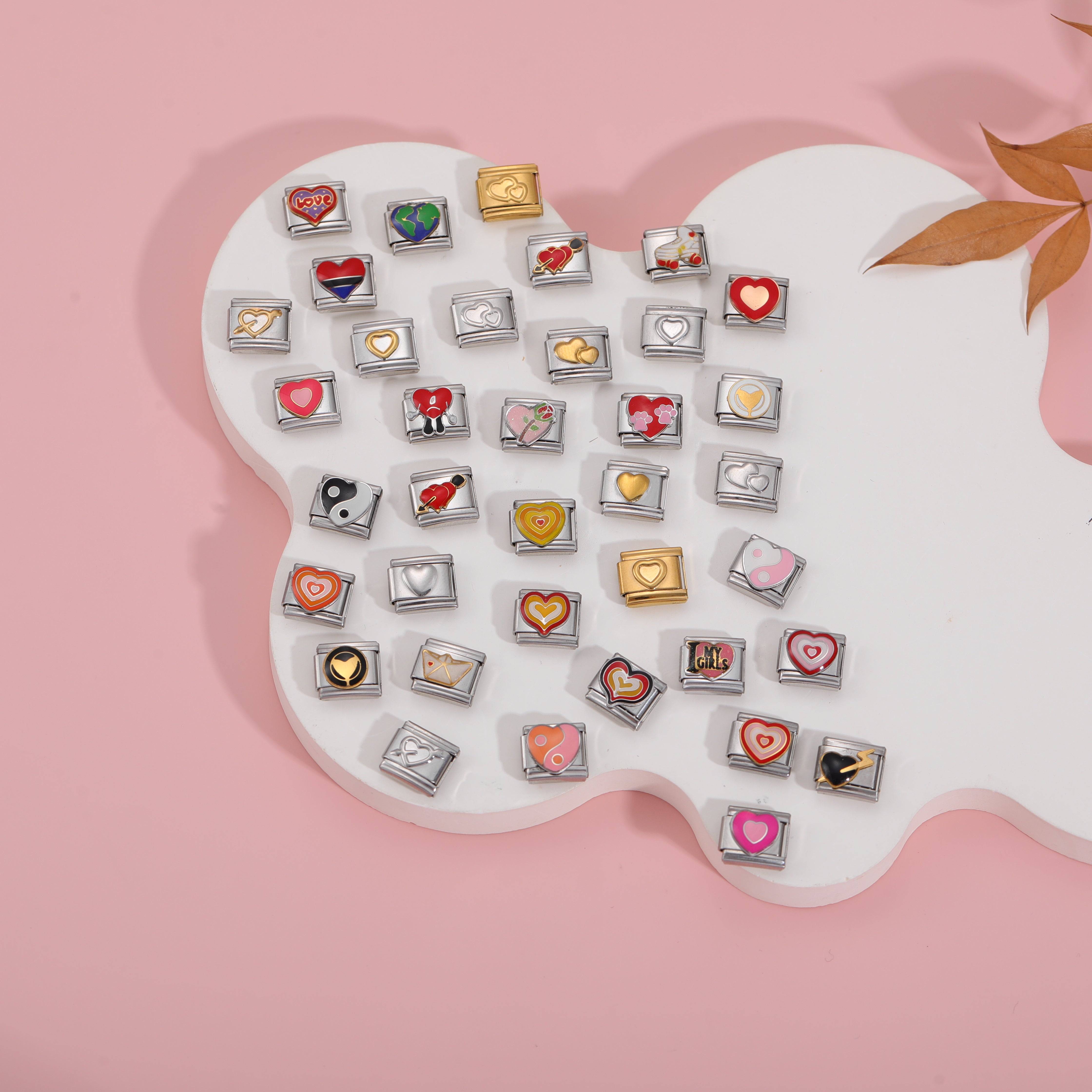 heart italian charm bracelet charms collection with love and romance designs