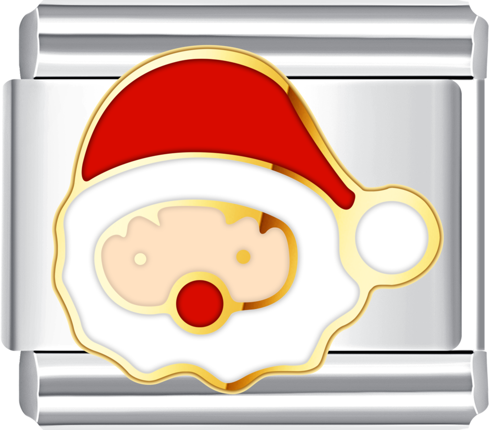 Smiling Santa Italian charm with red hat and white beard, full of holiday spirit.