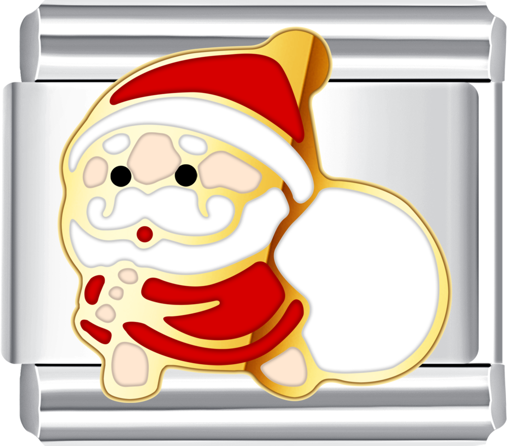 Crawling Santa Italian charm in red outfit, cute and lively Christmas detail.