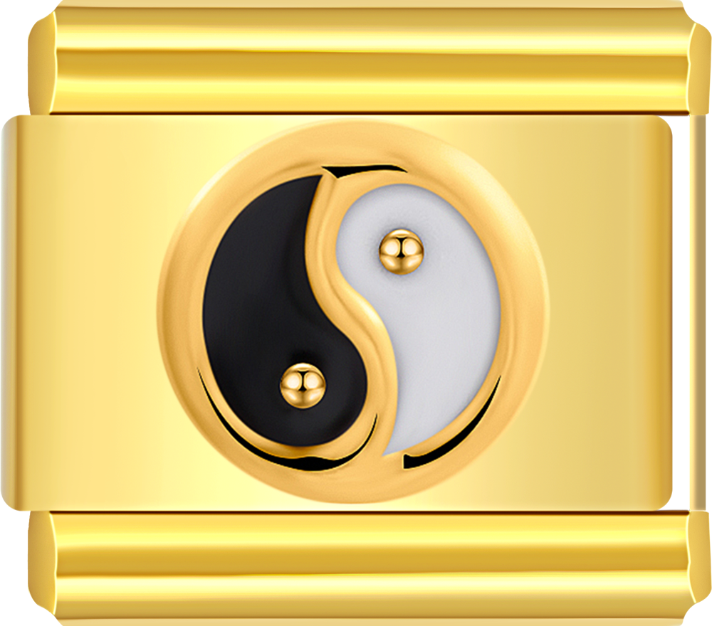 Gold charm with a yin yang design 