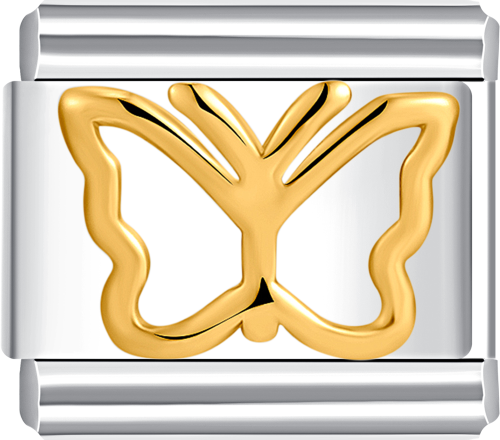Beautiful gold butterfly charm on silver, perfect for your custom Italian charm bracelet.