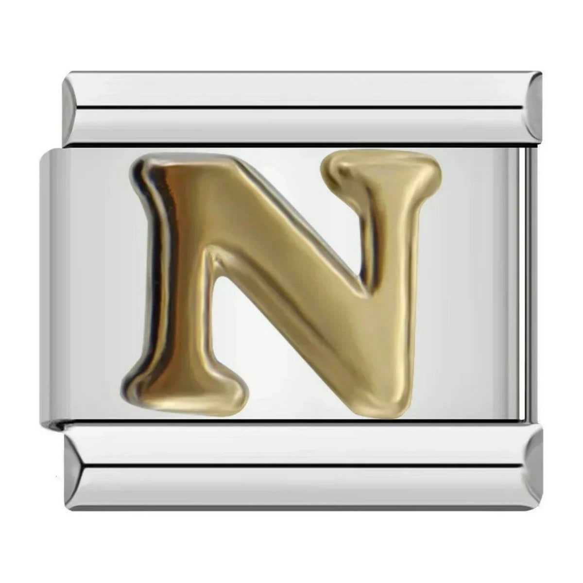 Letter N In Gold, On Silver
