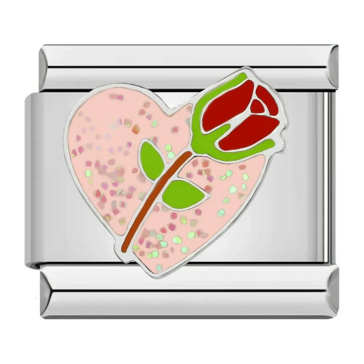 Glittery Pink Heart With Whole Red