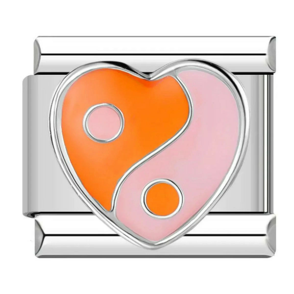 Yin & Yang Heart, Orange &White
