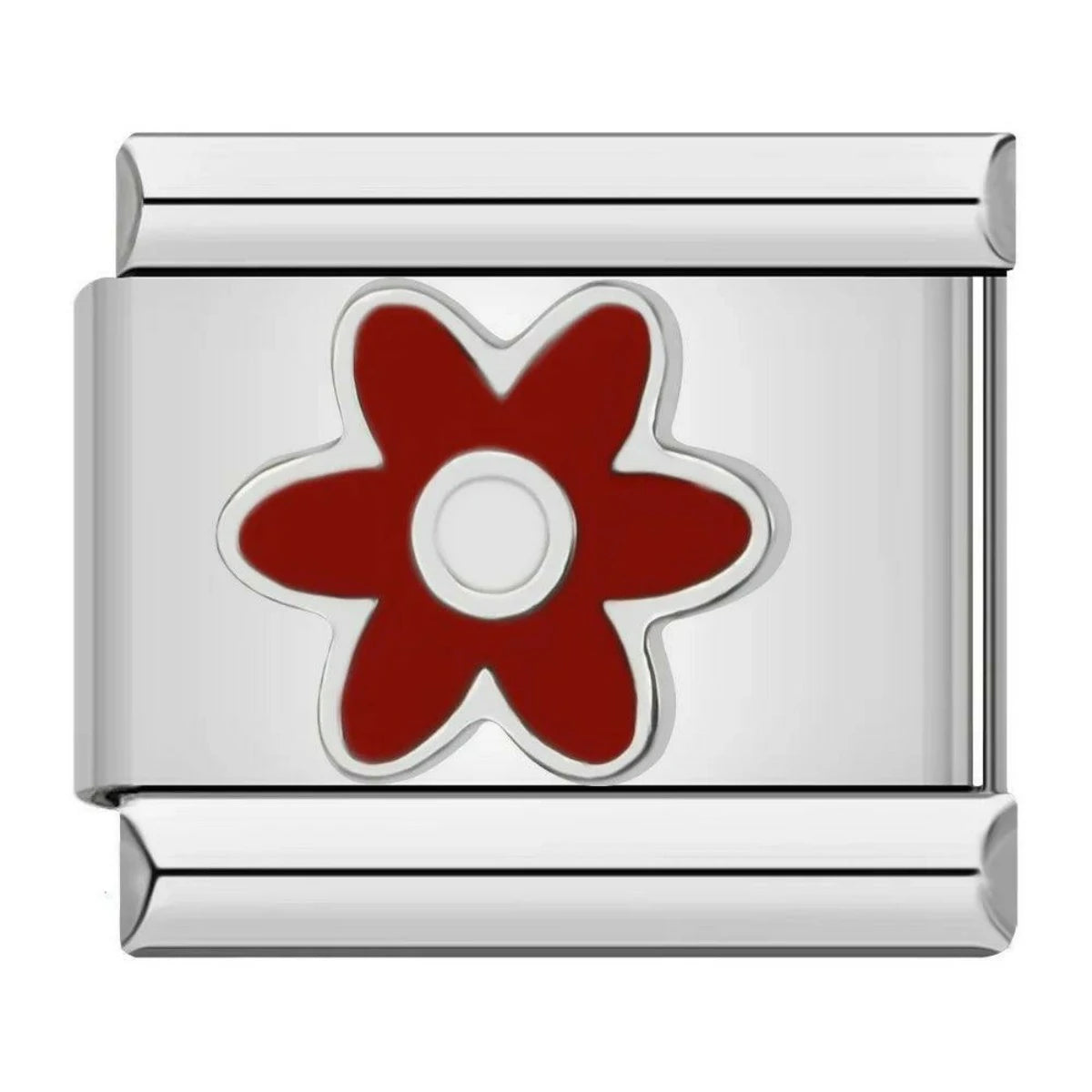 Red Flower, On Silver