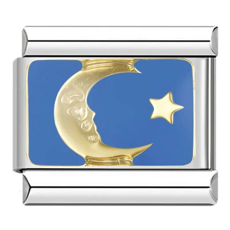 Moon And Its Star, In Gold, In The Sky