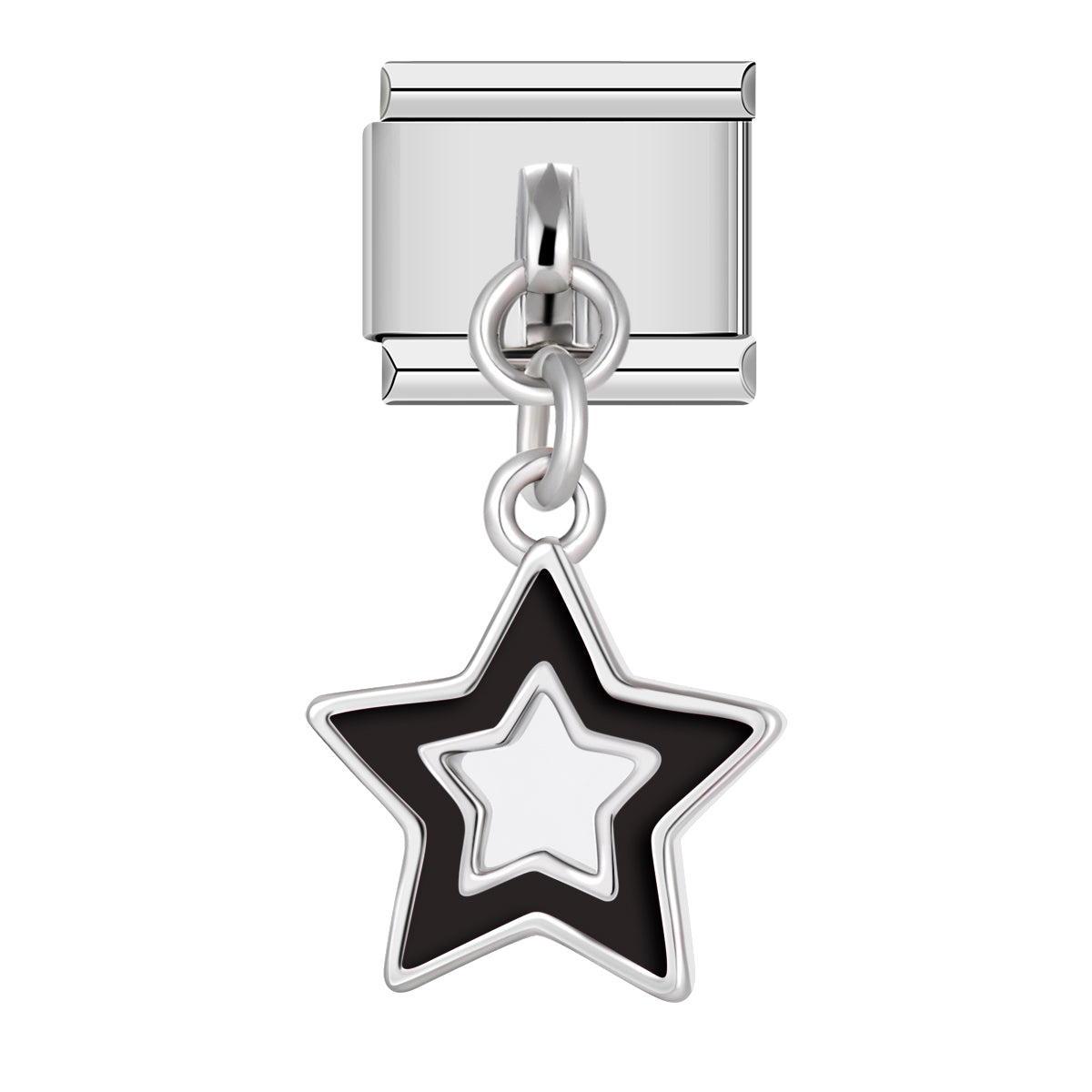 Black Star, on Silver italian charm bracelet personalized bracelets for women