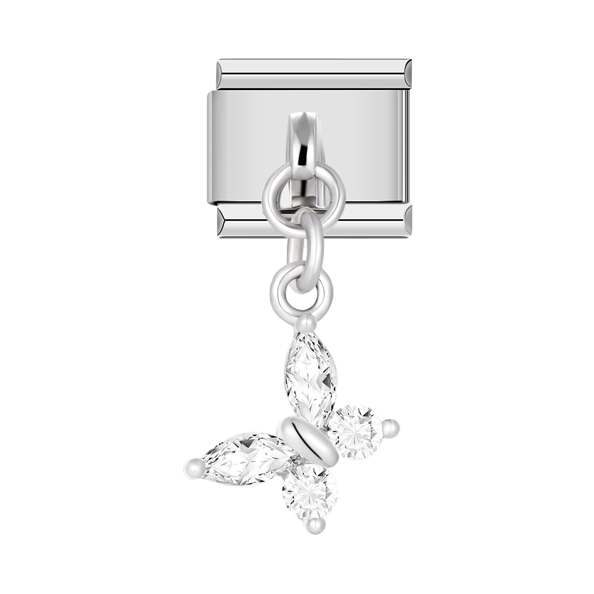 Butterfly with Large Stones, on Silver italian  chram bracelet personalized bracelets for women