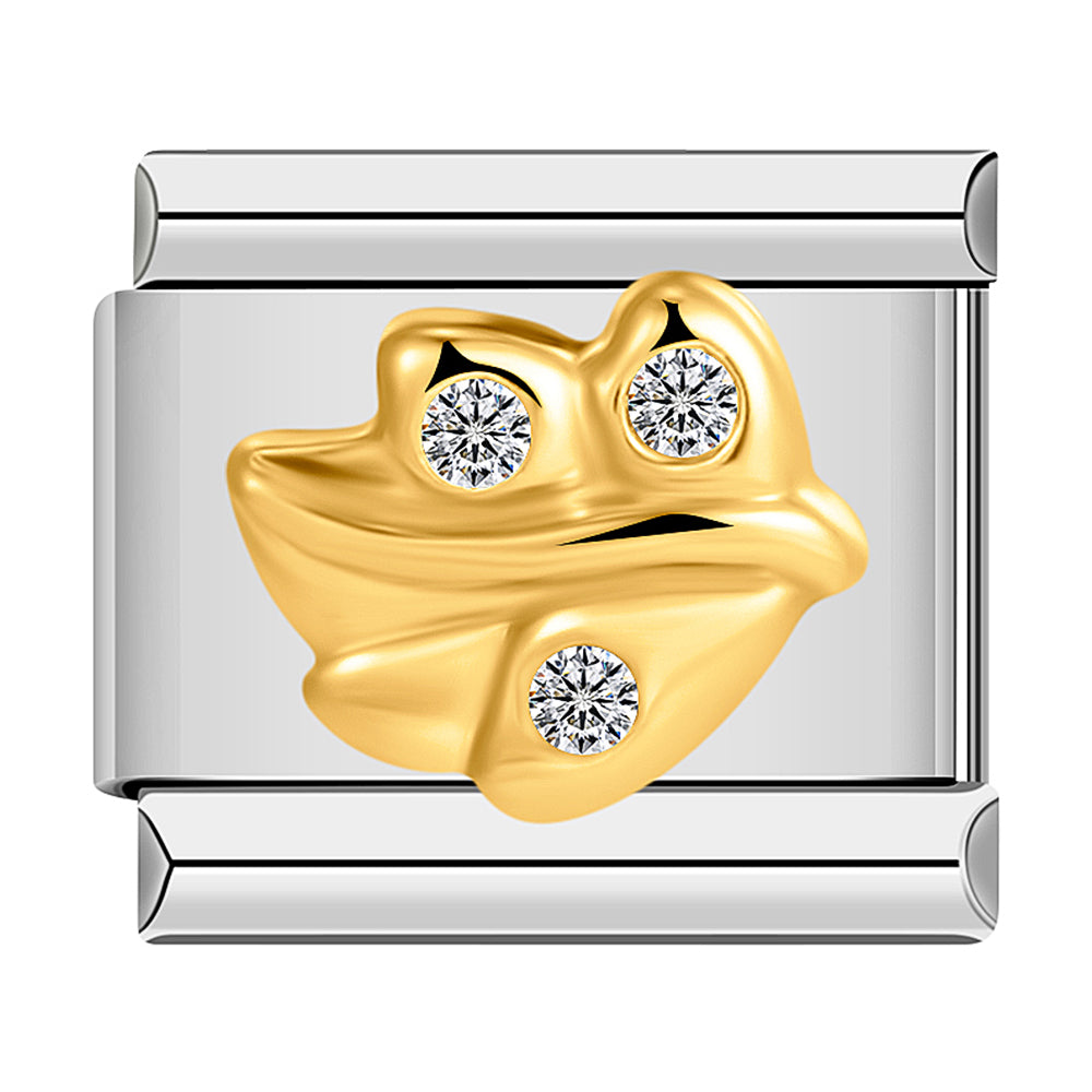 Gold Leaf with White Stones