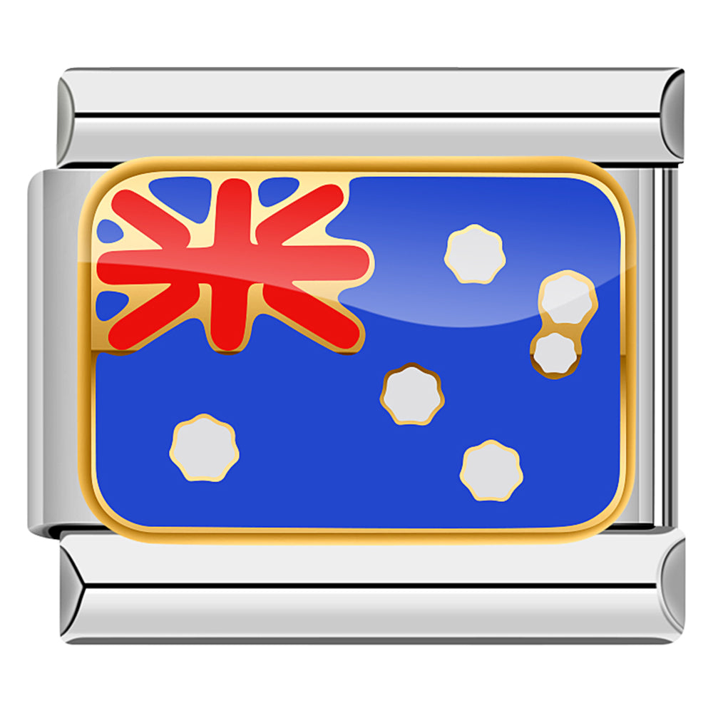 Australia Flag, on Silver