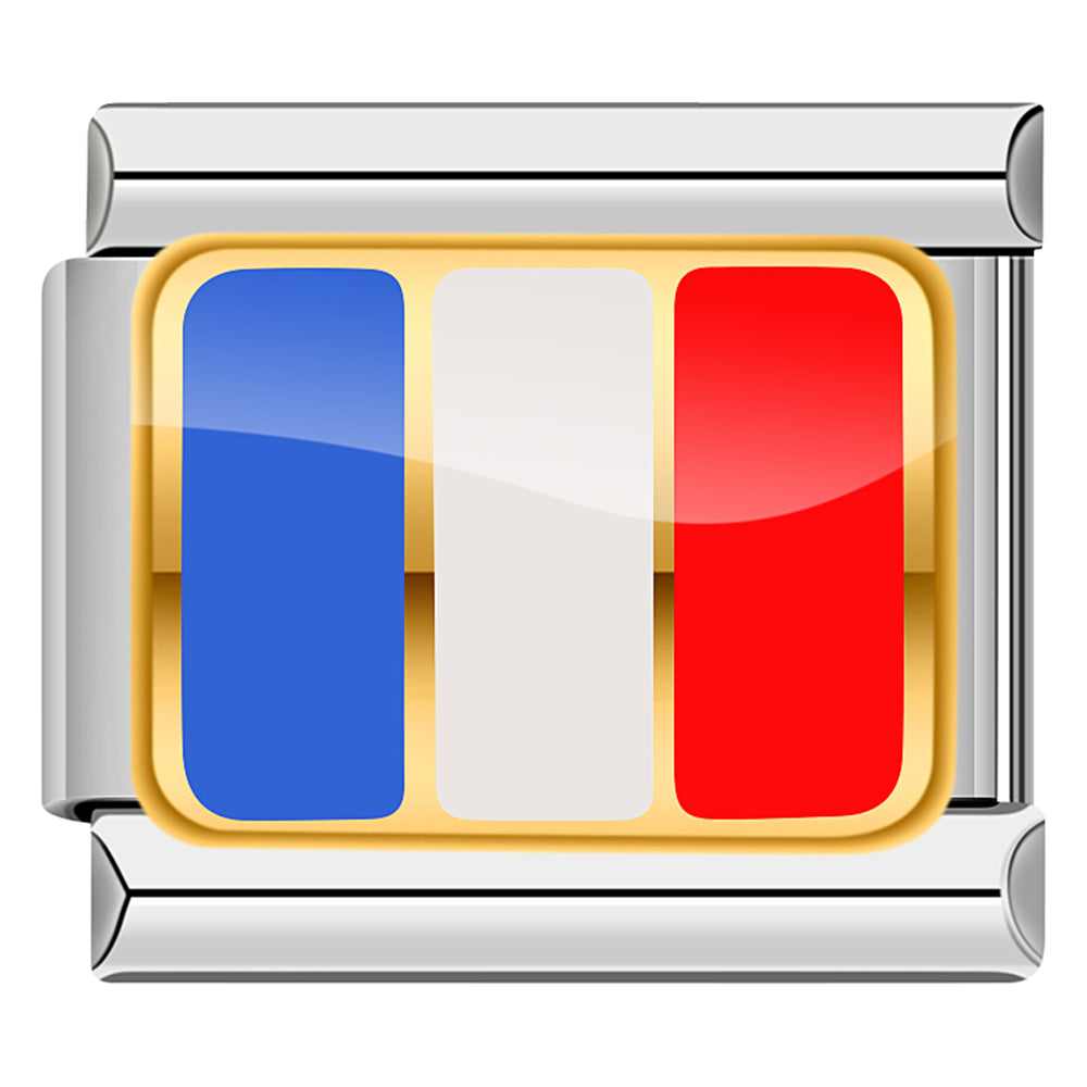 France Flag, on Silver