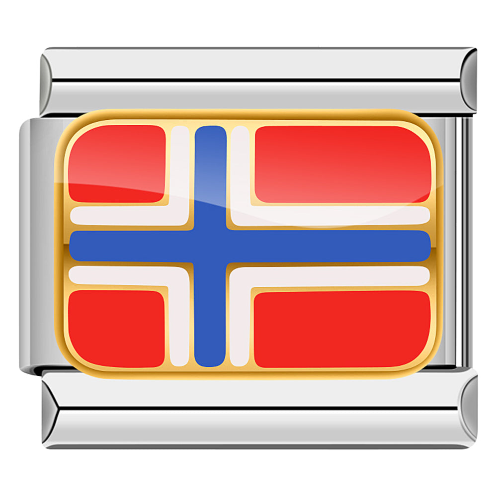 Norway Flag, on Silver