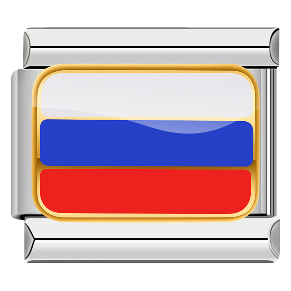 Russia Flag, on Silver