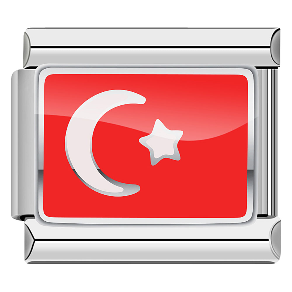 Turkey Flag, on Silver