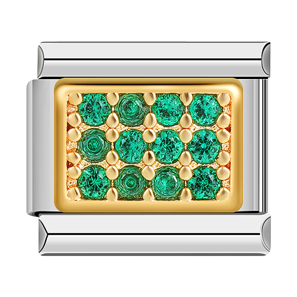 Gold Plate Pave Green Stones